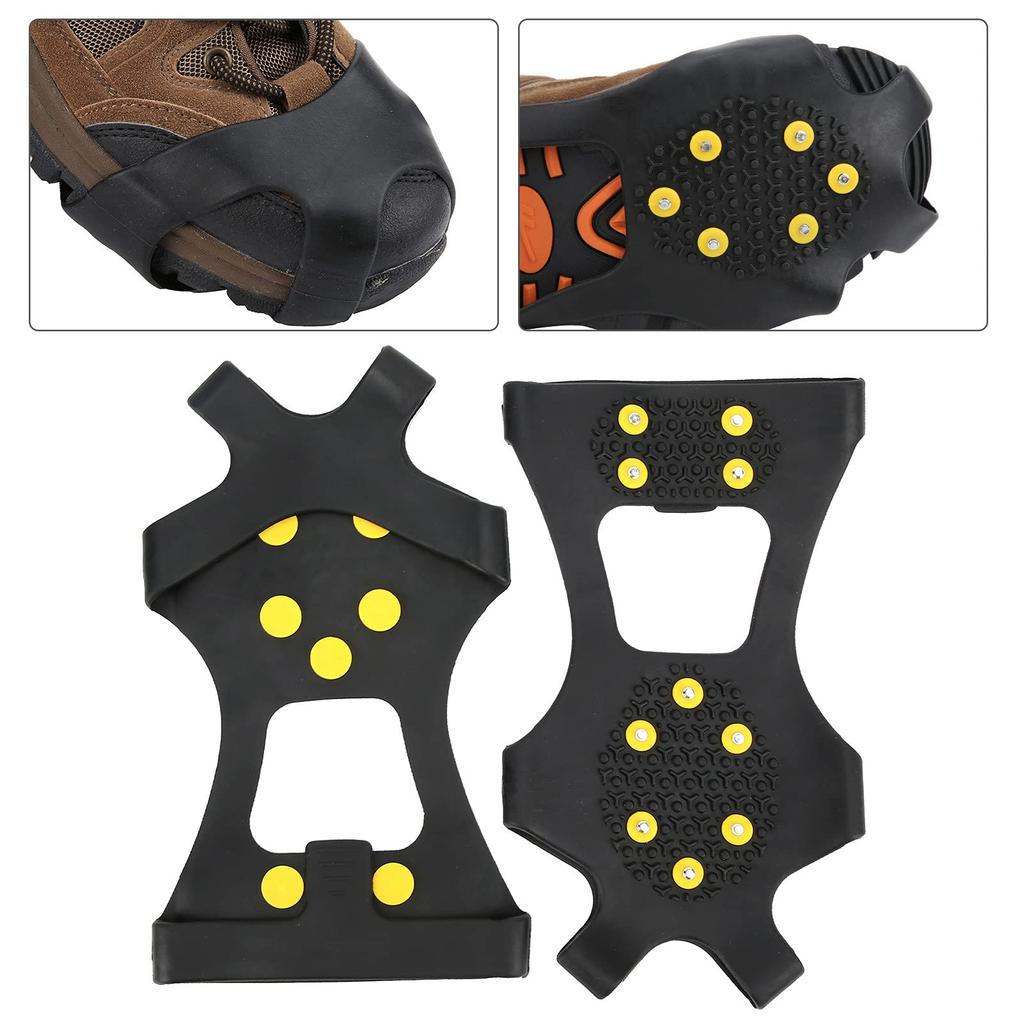 New 2pcs Snow Shoe Spikes Snowshoe Crampons Anti Slip 10 Studs Ice Traction Universal Slip for Outdoor for Winter