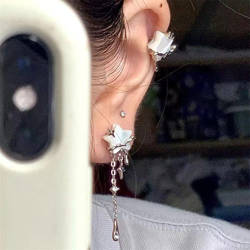 Irregular Chain Tassel Star Earrings Women Design Senior Sense of Fashion Personality Earring 2024 Y2K Trendy Party Zircon Gift