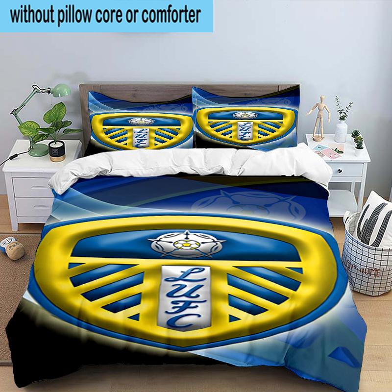 Leeds United Crest Design 3PCS Bedding Set 2D Printing (Includes 1 Duvet Cover + 2 Pillowcases Coreless), Bedroom decor,Fan Gift