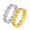 Fashion Women Hollow Coin Ring Titanium Steel 18K Gold Plated Money Luck Jewelry Gift