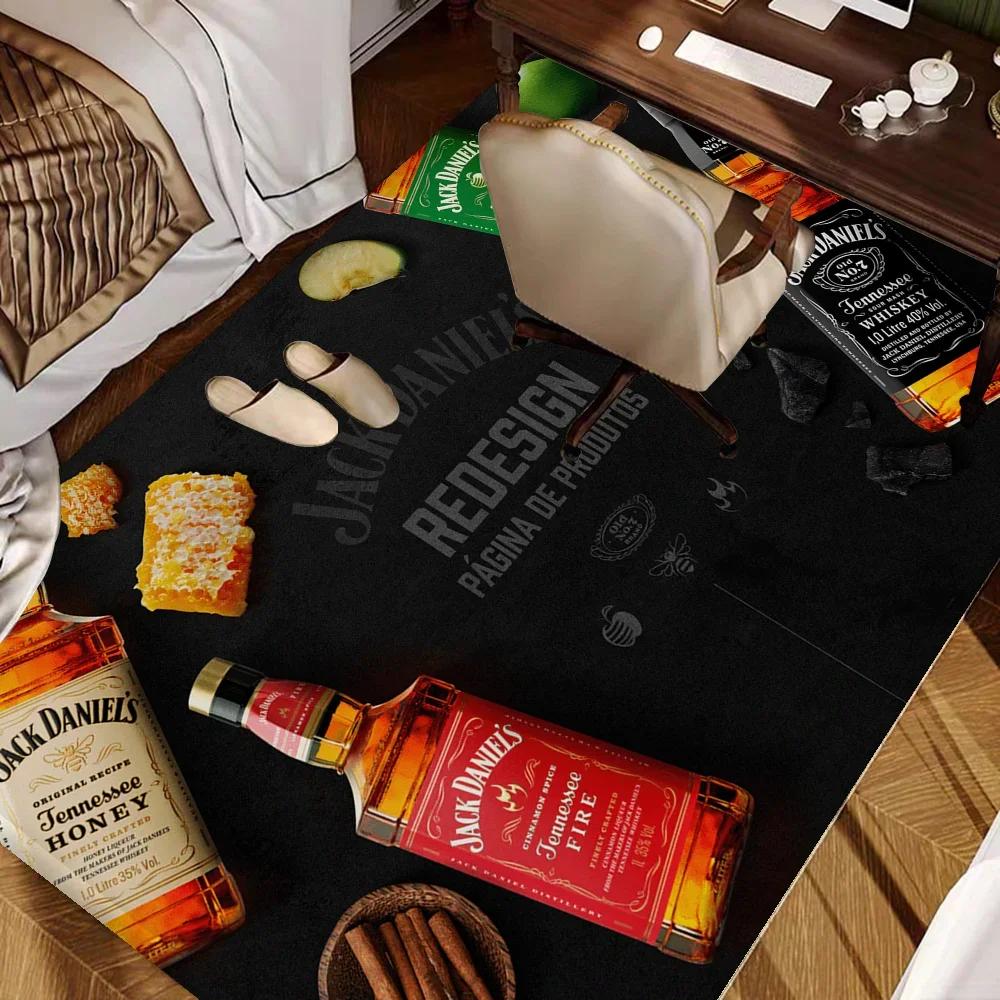 J-Jack-Daniels Whisky Pattern Room Mats Washable Non-Slip Living Room Sofa Chairs Area Mat Kitchen Alfombra