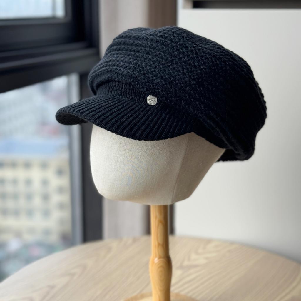 Herbst und Winter Einfarbige Gestrickte Achteckige Mütze für Damen Koreanische Version Ins Plus Samt Warme Mütze Japanischer Stil Vielseitige Wolke Entenzungen-Barett