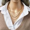 Gold Plated Triple Layer Herringbone Chain Necklace Fashion Jewelry for Women