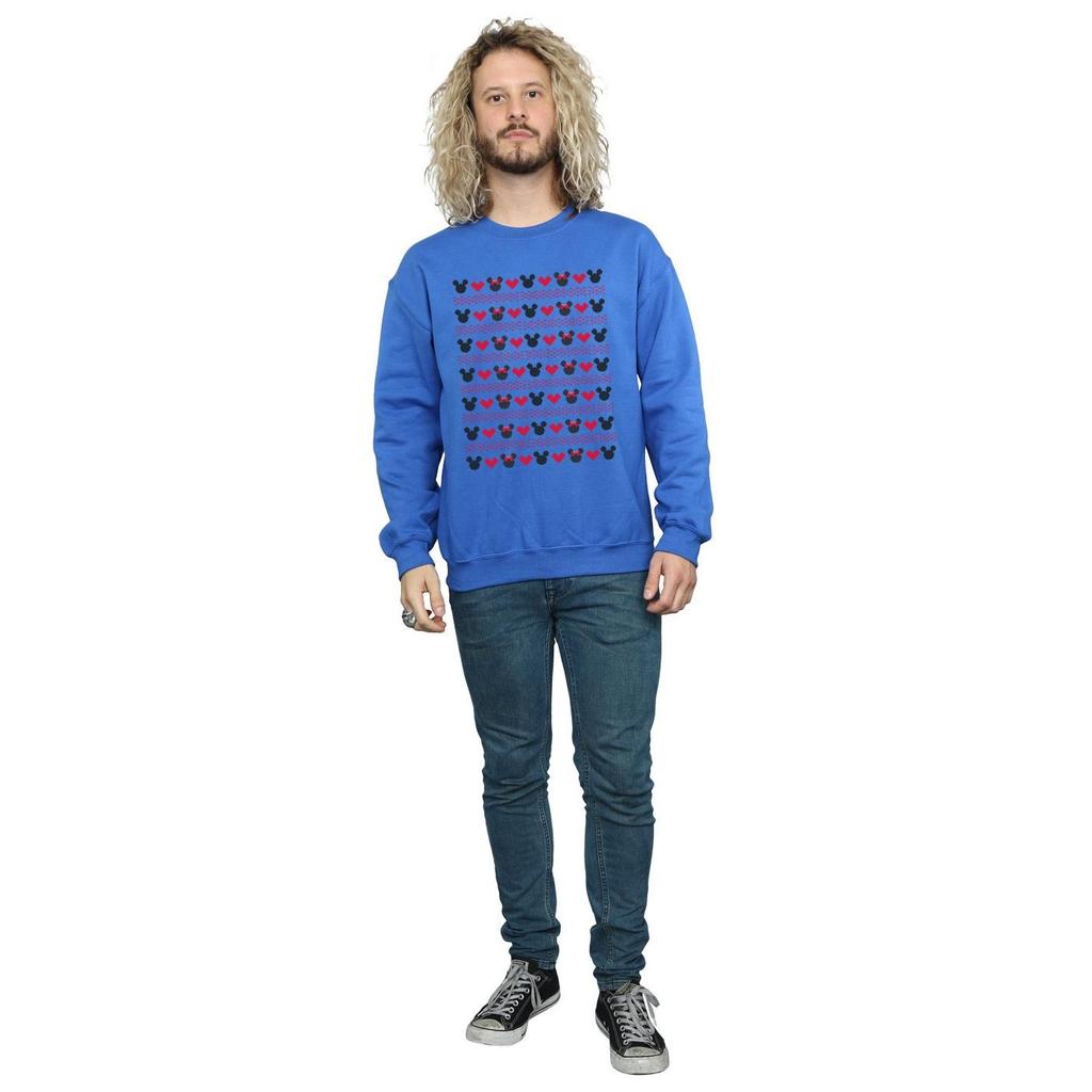 Disney Mens Mickey And Minnie Christmas Hearts Sweatshirt