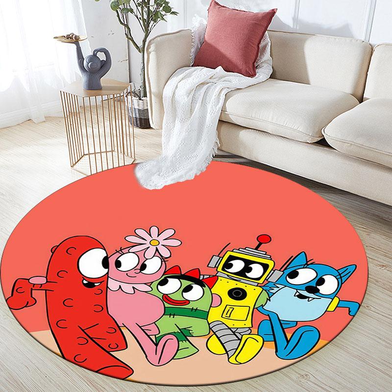 Yo Gabba Gabba!,Round Area Rug,Carpet Rug for Living Room Bedroom Sofa Playroom Decor,Non-slip Floor Mat