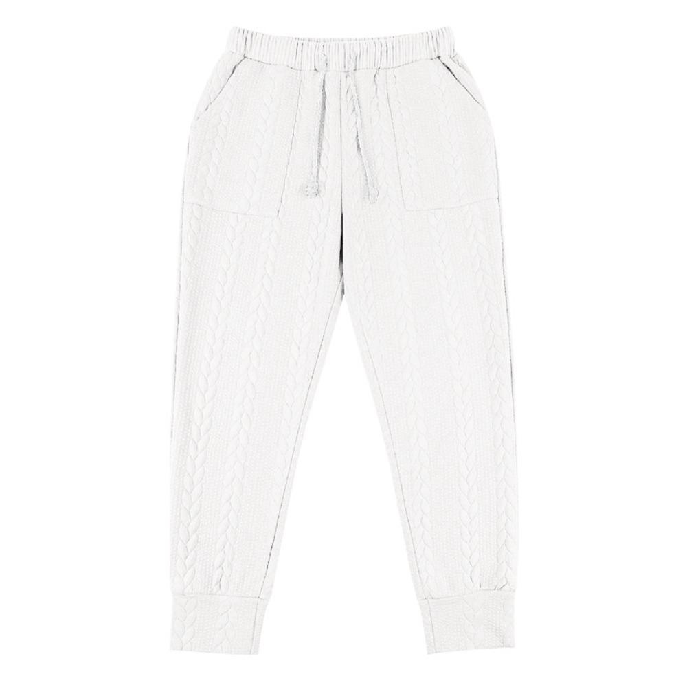 Men's Cable Knit Jogger Pants Elastic Waist Drawstring Casual Trousers with Pockets Lightweight Sweatpants for Daily Workout