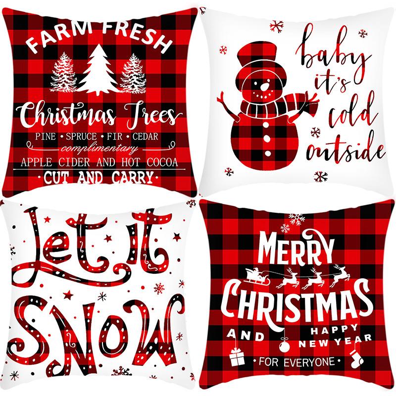 

New Christmas Letter Santa Christmas Tree Snowman Print Pillow Home Sofa Cushion Cover 45 * 45Cm pillowcase