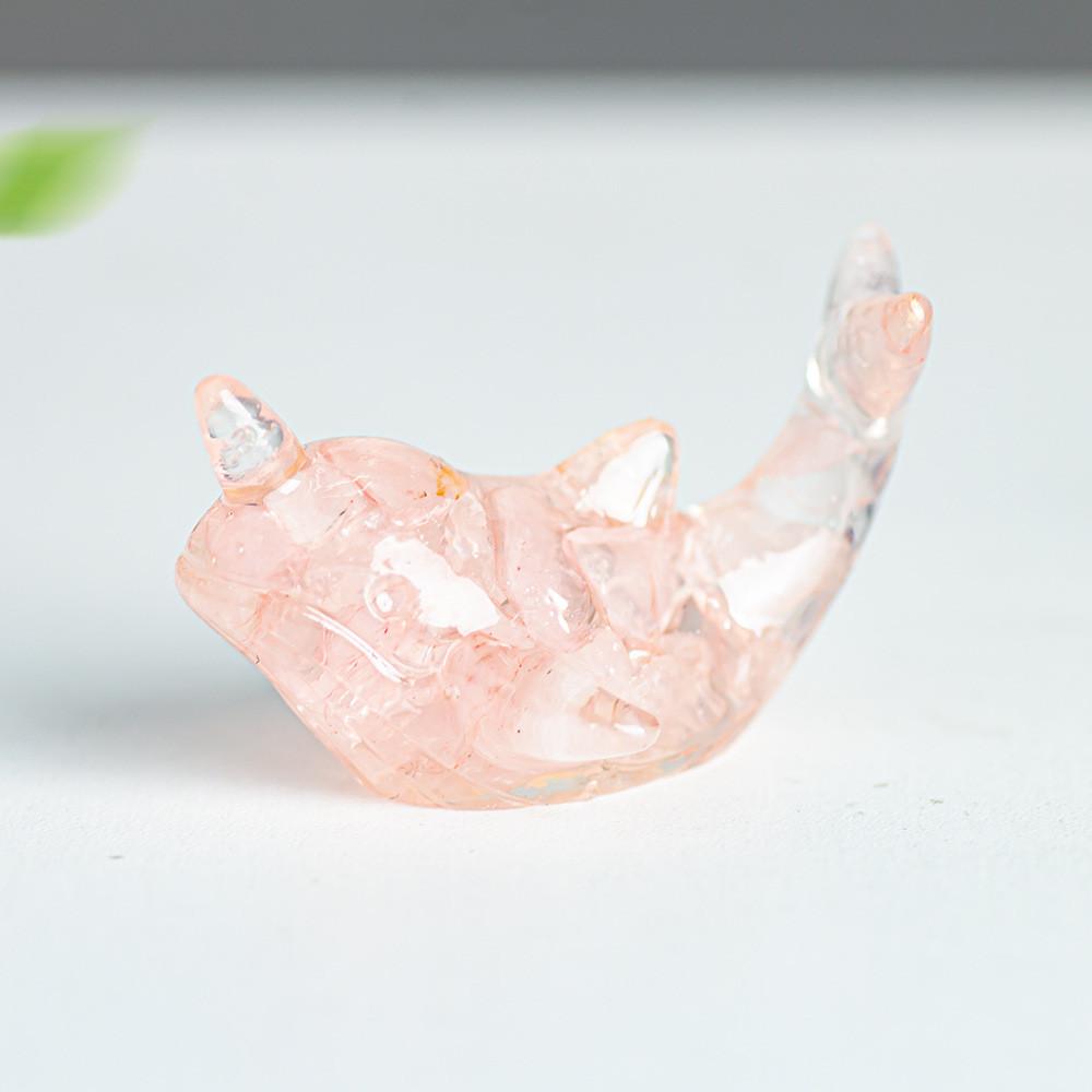 Resin Filled Natural Crystal Whale Figurine With Modern Minimalist Design For Gift Giving
