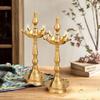 Set of 2 Brass Nilavilakku Kerala Diya Oil Lamp Stand for Home Decor Puja Room Temple Mandir Office Festival Panchmukhi Diya Decorations Items