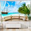 Window Landscape Tapestry For Decoration 3D Romantic Flowers Tapestry Home Painting Psychedelic Forest Tapestries Wall Hanging Premium Quality