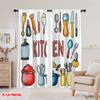 2 szt., druk płaski 2D Zasłony Narzędzia kulinarne Sztuka Poliester Łatwy montaż (bez pręta) Do użytku na wszystkie pory roku do sypialni i różnych innych miejsc