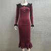 2023 Retro Woolen Ruffle Knitted Dress: European and American French Style for Autumn and Winter