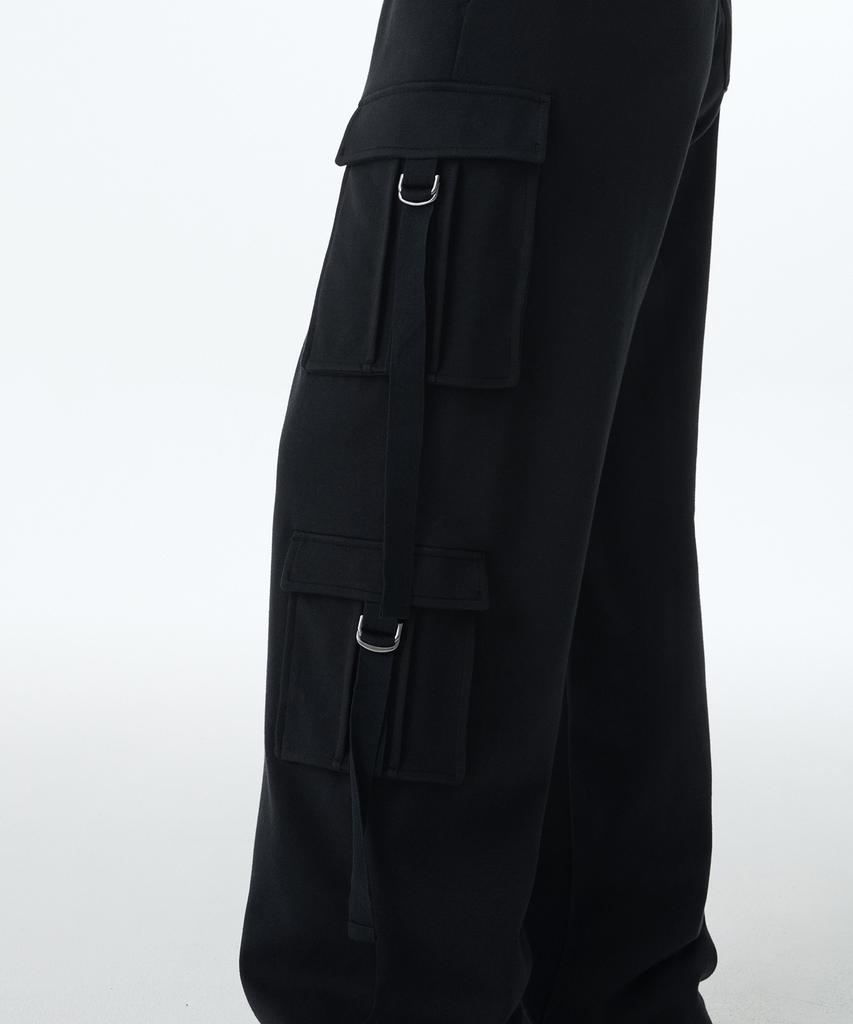 MUSINSA STANDARD WOMAN Women'S Double Knit Sweat Multi Cargo Pants [Black]