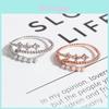 Elegant Three Row Pearl And Zircon Ring With Adjustable Open Design For Women