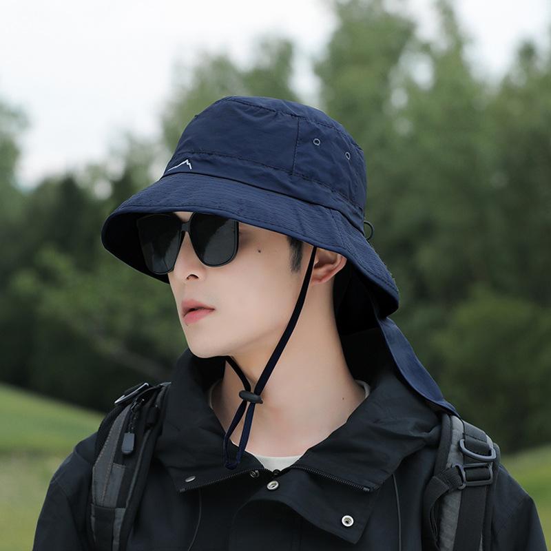 Big Eaves Shawl Bucket Hat Men's Summer Outdoor Fishing Mountaineering Shading Sun Protection Hat Foldable Bag Hat Women