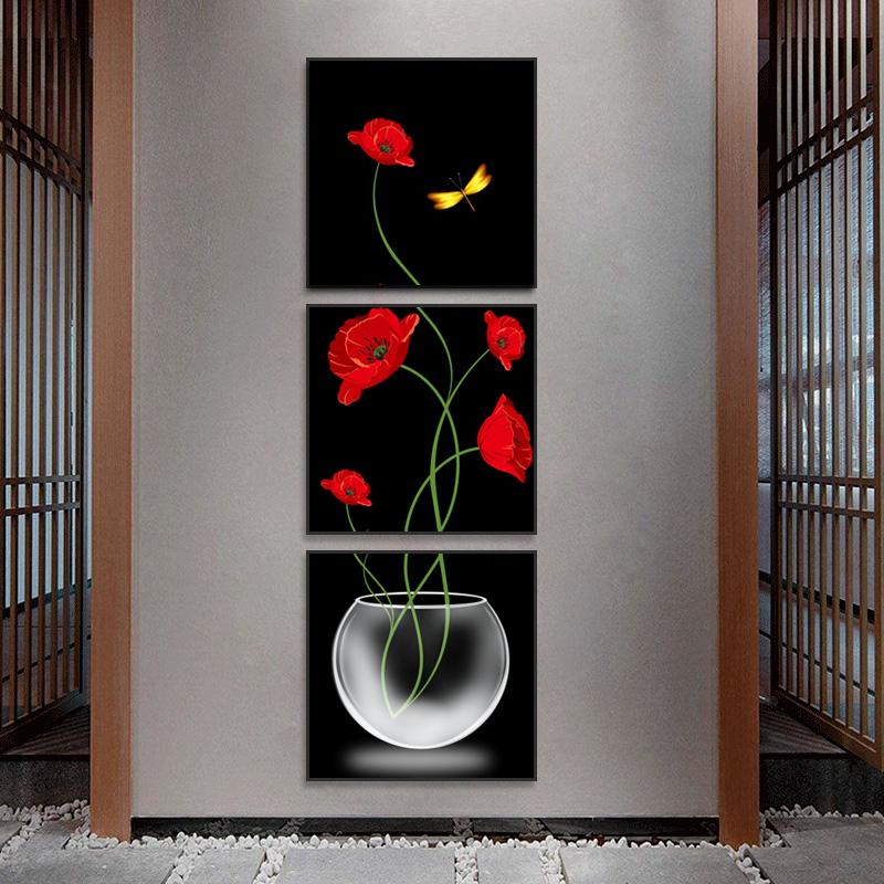 

3 шт. ваза с тюльпанами, цветами, плакатами, принтами, настенная живопись на холсте для гостиной, украшения крыльца, современный домашний декор 30x30cm 3pcs