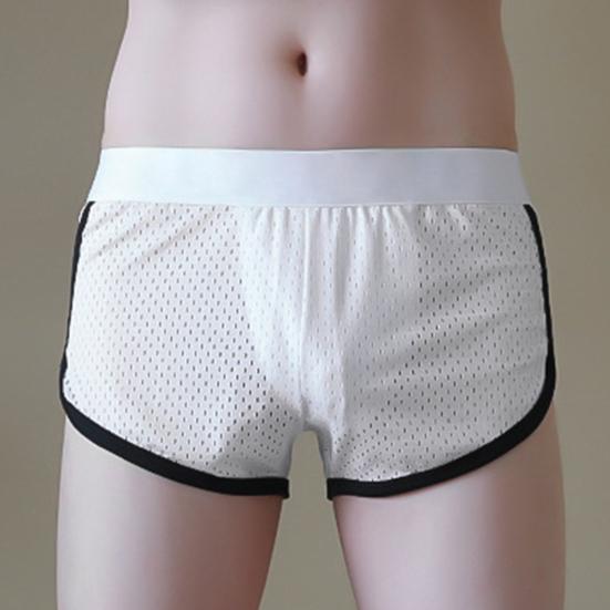 U-Shaped Crotch Design Men Panties Elastic Waist Seamless Breathable Mesh Shorts Briefs Summer