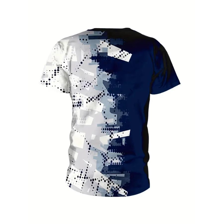 Men Cool Contrast Color 3D Print T-shirts for Tie Dye Stretch Polyester Sportwear Short Sleeve Tops Summerwear