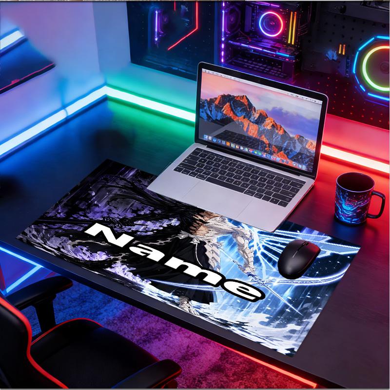 Custom Name Personalized BLEACH Pattern Mousepad, Laptop PC Desk Mat, Decorative Desk Mat for Home Keyboard Pad Gift