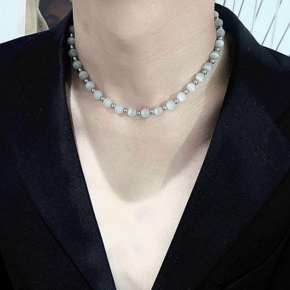 Handmade Unisex Cat s Eye Necklace - Trendy European/American Beaded Clavicle Jewelry