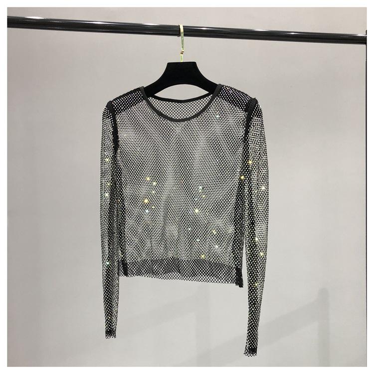 

Рубашка-накидка из сетки с AB стразами для женщин One Size чёрный