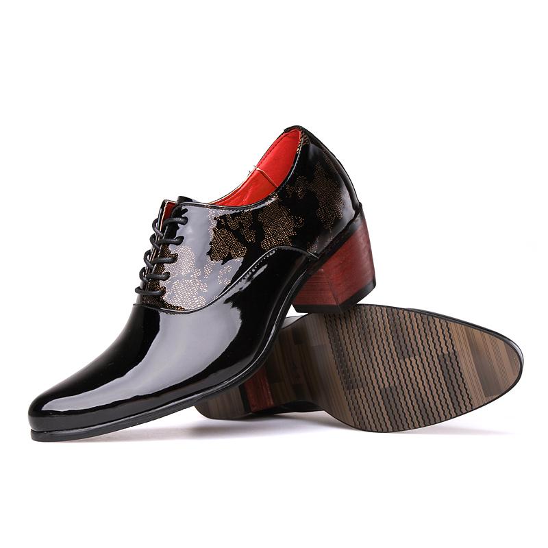 Men Formal Shoes High Heels Pointed Toe Leather Shoes Increased Shoes Business Shoes Lace Up Shoes