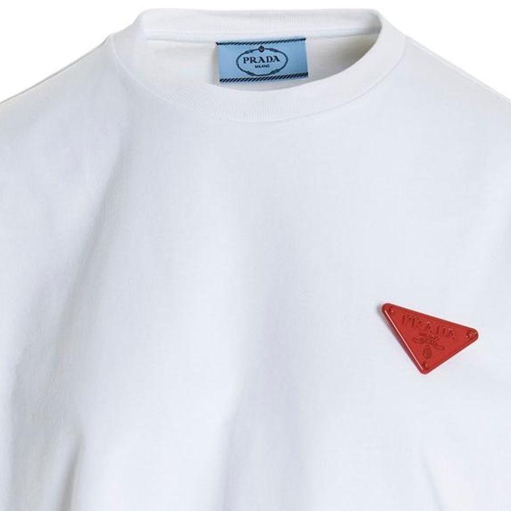 Prada SS22 Women's Logo Crew Neck T-Shirt White 3560A-10UP-F0009-S-212