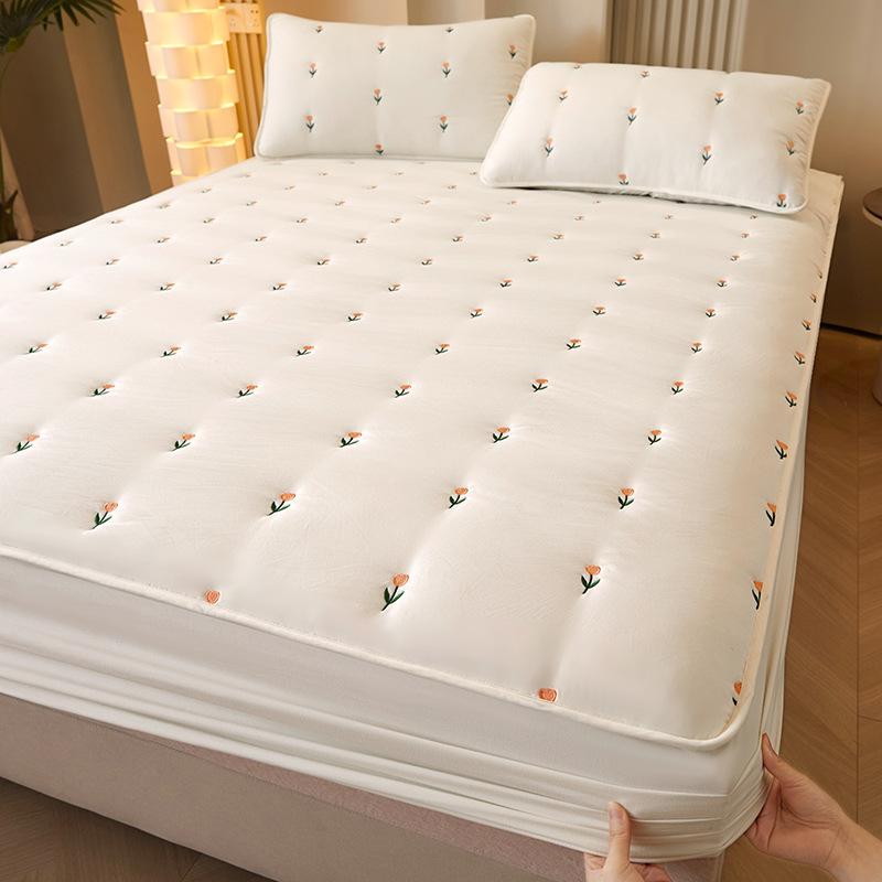 Korean Version Embroidery Class A Soybean Padded Mattress, Thickened Mattress Type Simmons Mattress Cover, All-inclusive Mattress Cover.
