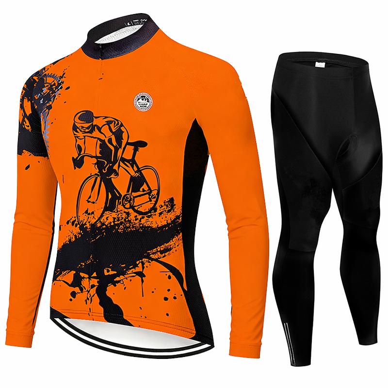 Team 2026 New Spring /Autumn Men Cycling Jersey Long Sleeve Set MTB Bike Clothing Maillot Ropa Ciclismo Racing Bicycle Clothes