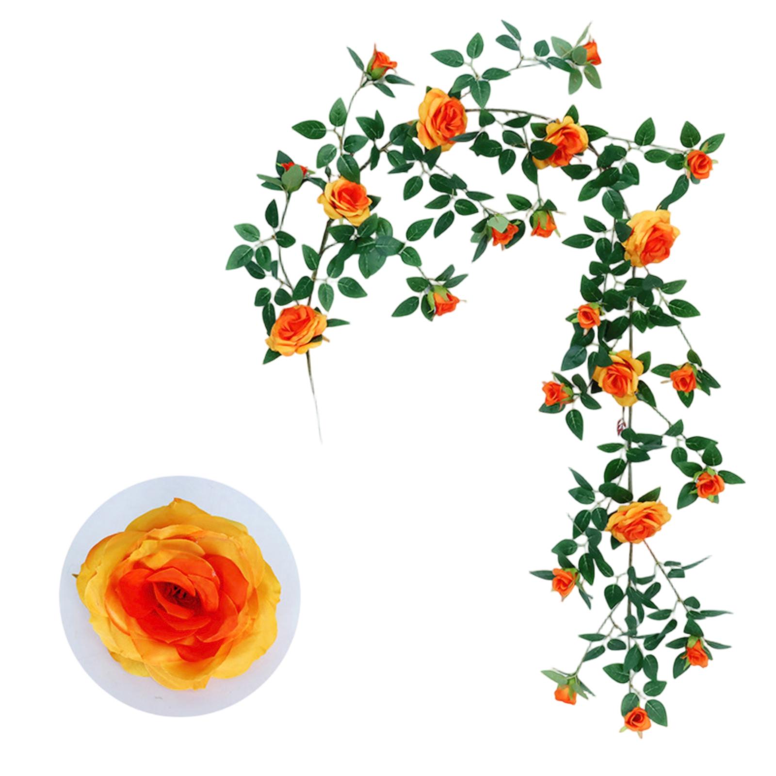 

1 8 Meter Artificial Flower Vine Faux Floral Garland Plastic Leaf Vine for Home Garden Balcony Decoration and Pipe Concealment One Size шафрановий