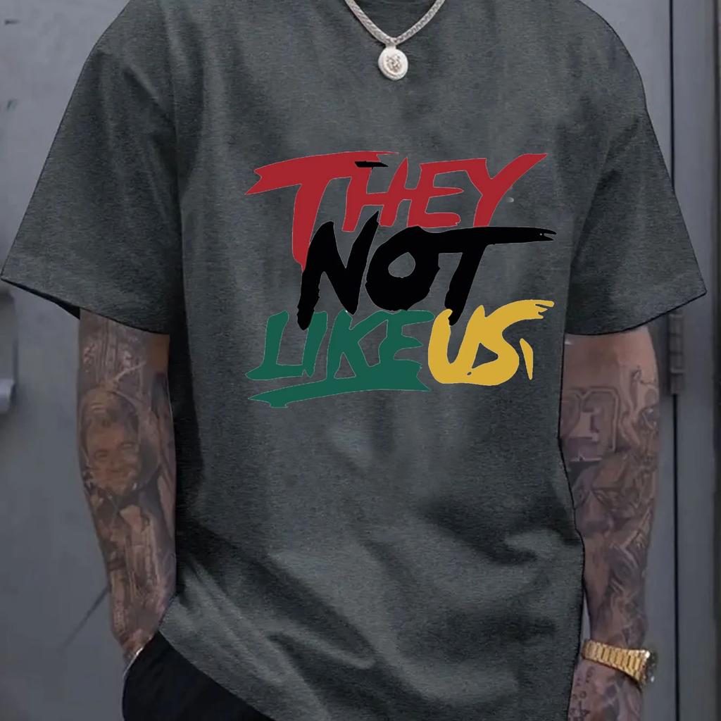 Summer printed pure cotton T-shirt dark grey crew neck t-shirt with colored stripes, large, plus size - men's big & tall