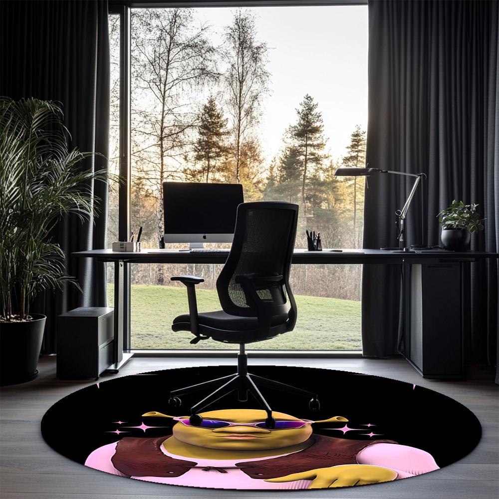 Runder Shrek-Teppich Teppich Stuhlteppich Teppich für Wohnbereiche Eingangsbereich Fußmatten, für Bürostuhl Wohnzimmer Schlafzimmer Küchenraum.