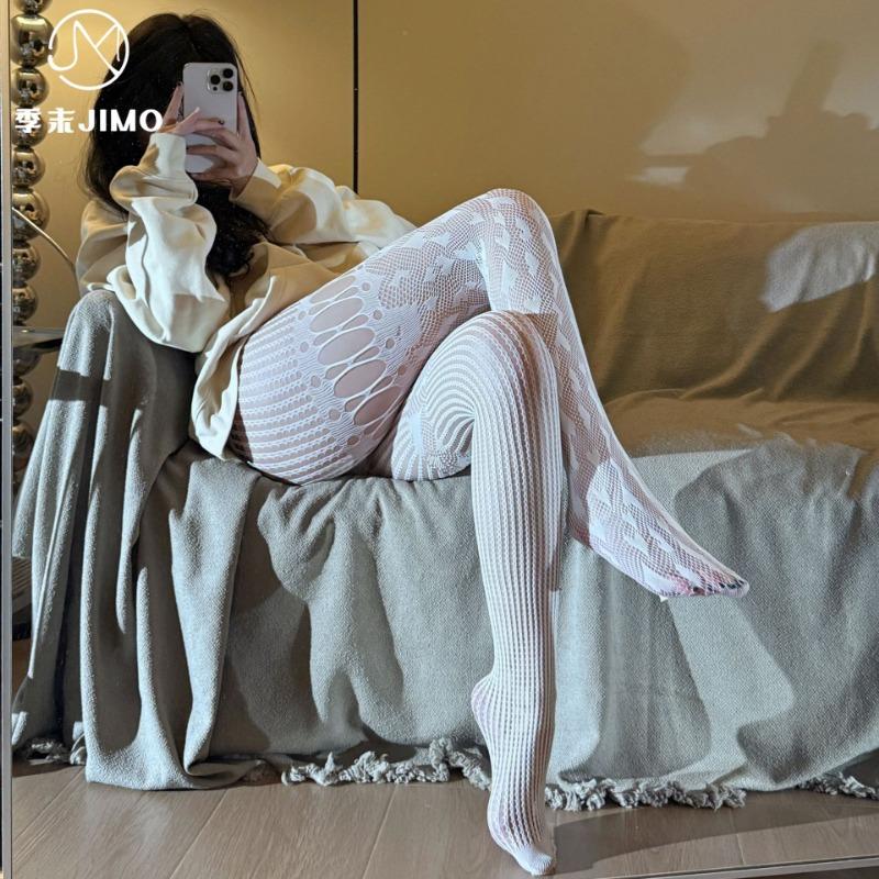 Sex Underwear End-of-season Retro Modern Love Splicing Empty Net Socks AB Asymmetrical Jacquard Net Socks Women