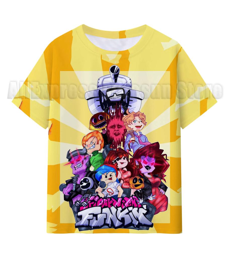 Friday Night Funkin 3D T Shirts Kids Children Game T-shirts Boys Girls Cartoon Anime Tshirts Summer Toddler Tee Streetwear