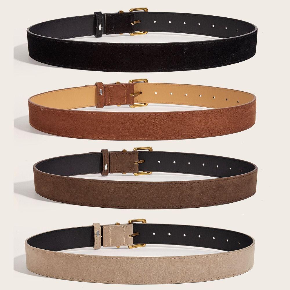 Trendy Pin Buckle Waistband Maillard Style Business Waist Strap Suede Leather Wide Belt Gifts