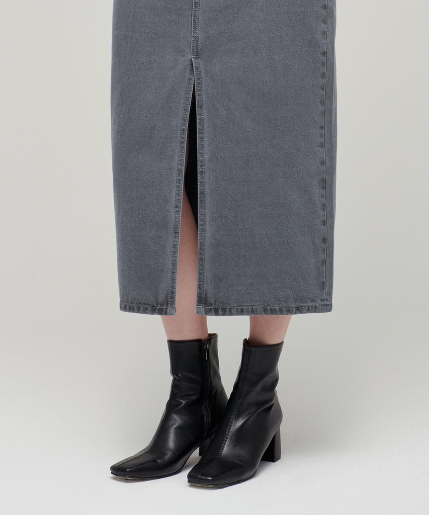 Musinsa Standard Woman Women'S Front Slit Denim Long Skirt [Gray]