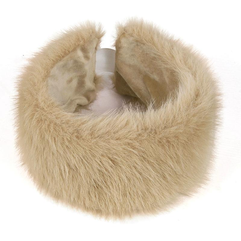 

WTEMPO Autumn Winter Warm Thick Furry Hair Bands Faux Fur Empty Top Hats Windproof Cold-proof Outoodr Head Bands 2pcs хакі