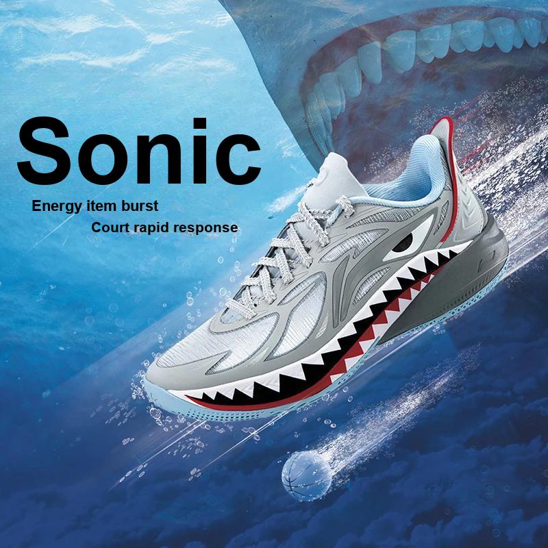 Li Ning Kids Sonic 12 Light Foam Ultra Fabric Lace-Up Non-Slip Wear-Resistant Breathable Low-Top Basketball Shoes Kids Basketball Shoes YKBU054-13