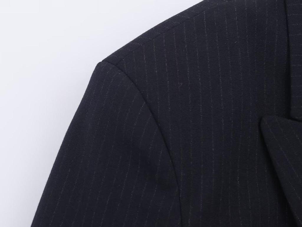 BR&ZA Women's 2026 Spring Pinstripe Double-Breasted Blazer