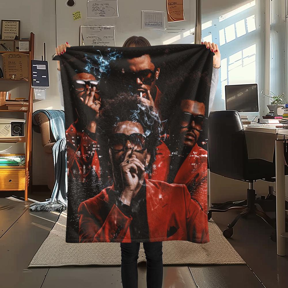 

1Pc the Weeknd Print Flannel Blanket, High quality Comfortable for All Seasons, Home Decor, Warmth and Comfort, Perfect for Gifts 80cm x 120cm