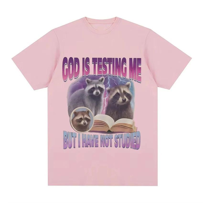 2026 Summer Unisex Vintage Oversized Graphic Tee Funny Raccoon Book Meme Quote Casual Top