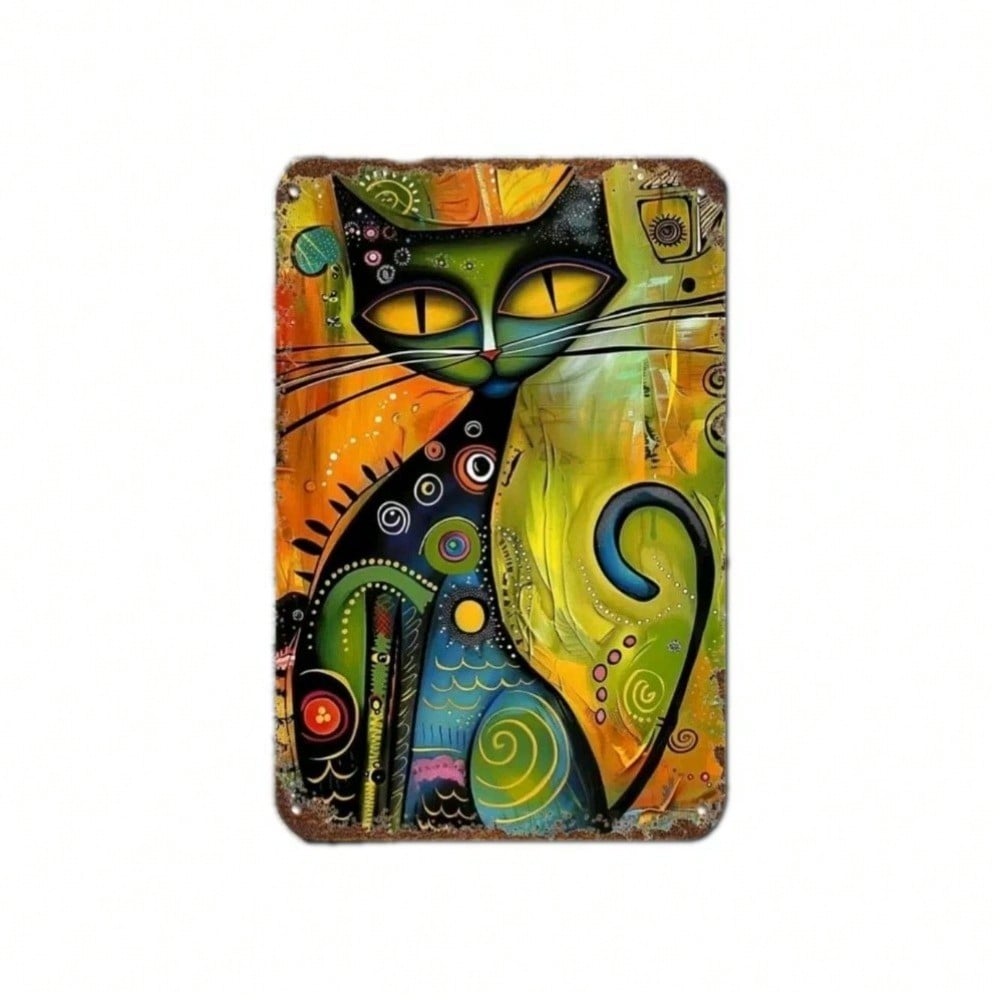 Vintage Cat Metal Wall Art Tin Sign Retro Home Decor Gift