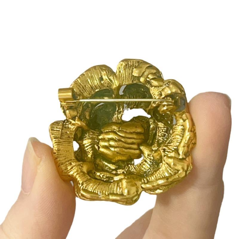 Retro Broszka z Perłowym Peonem - Wysokiej klasy, Ekskluzywna, Wysokiej jakości Broszka