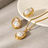 French Vintage Jewelry Irregular Baroque Pendant Stainless Steel Necklace Women's High-end Titanium Steel Earrings