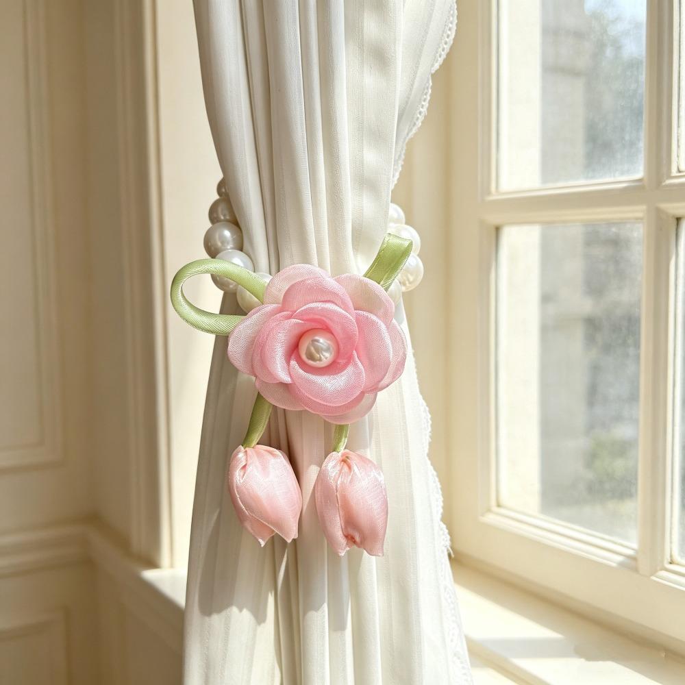 Beautifully Flowers Curtain Straps Magnetic Sheer Curtains Tiebacks Pearl Curtain Buckle  Bedroom