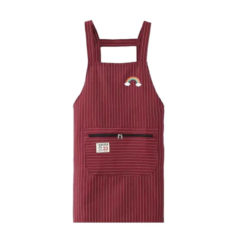 1Pcs Simple Waterproof Apron Wear Resistant Anti-Fouling Anti-Oil Zipper Large Pocket Apron Home Kitchen Apron