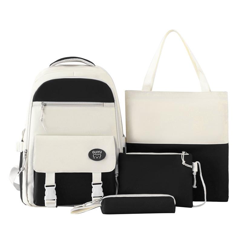 

TS JYL laptop bag,Junior Backpack Grade 3-6 Light Student Color Block 4 Sets Backpack 30*14*43 чорний