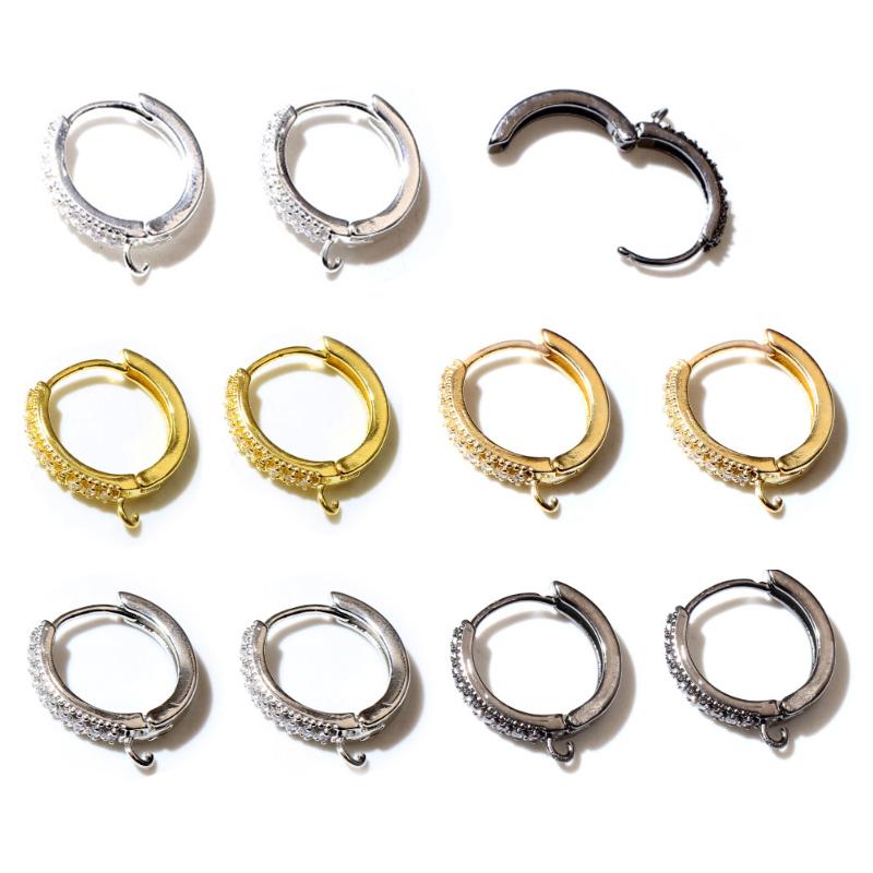 10pcs 15mm with Zircon Gold Silver Color Earring Hooks Leverback Open Loop DIY Earring Clips Clasp Jewelry Making Accessories
