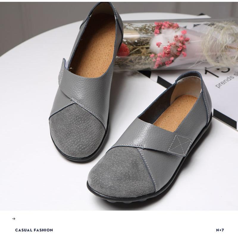 Women's Shoes Casual Shoes Women's Singles Mom's Shoes Low Cut Comfortable Velcro Loafers Bean Shoes