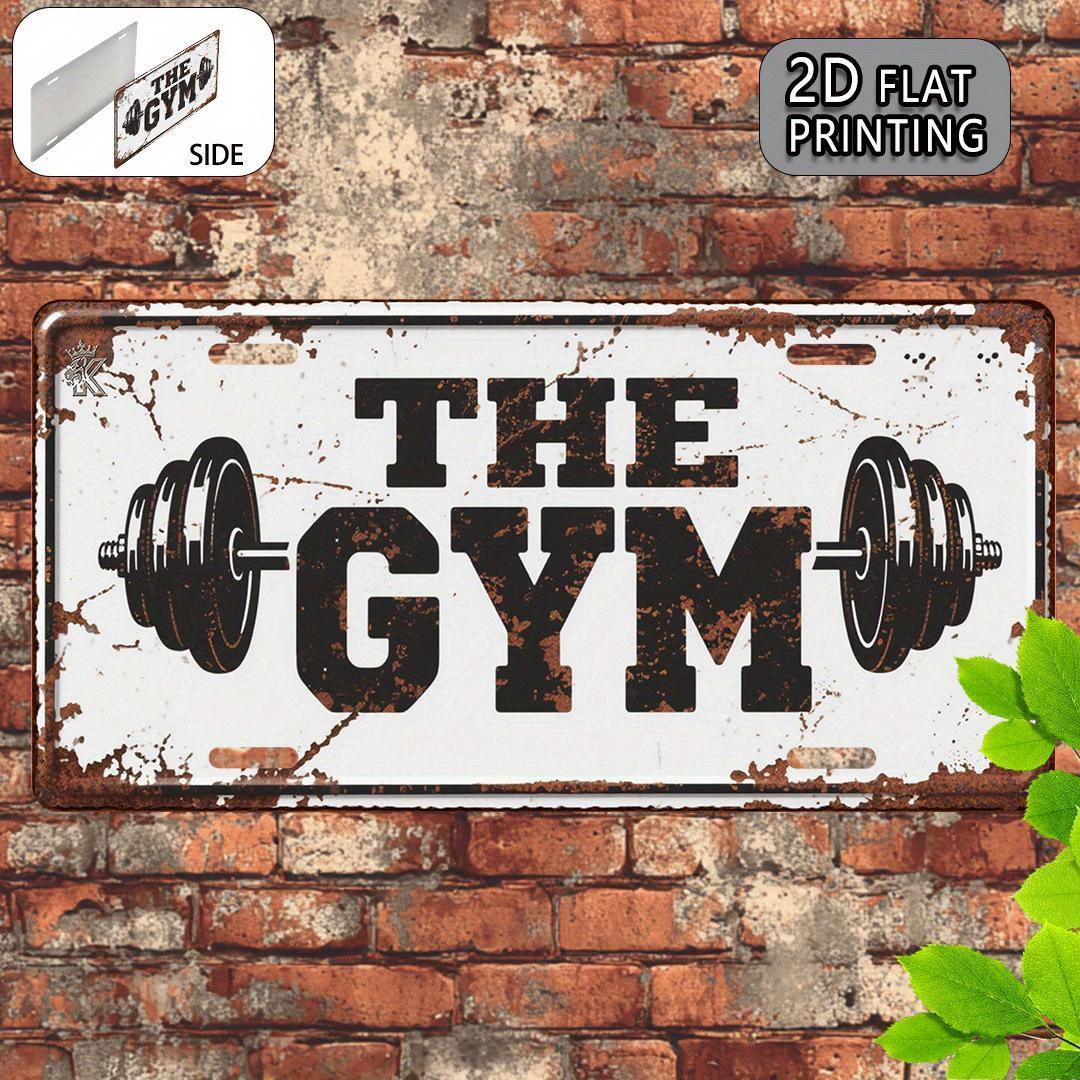 

D Flat pc Vintage Gym Metal Signage x cm Aluminum Wall Decoration with THE GYM Text and Barbell Design Rustic Wall A 15x30cm(5.9x7.8inch)